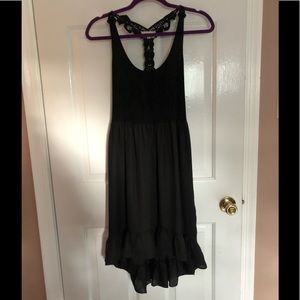 Little black hi-low dress with crochet back
